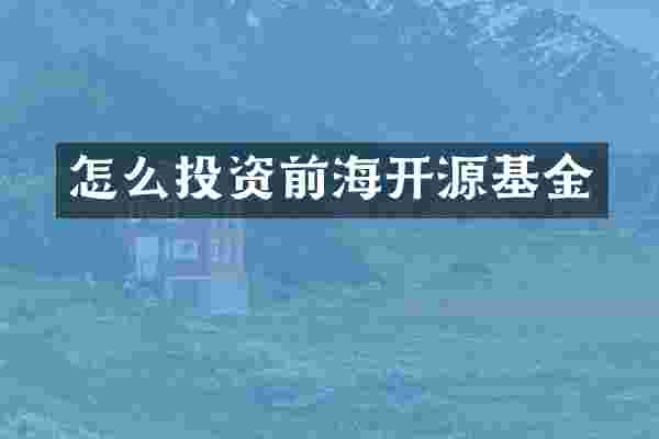 怎么投资前海开源基金