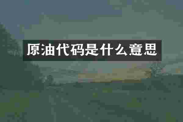 原油代码是什么意思
