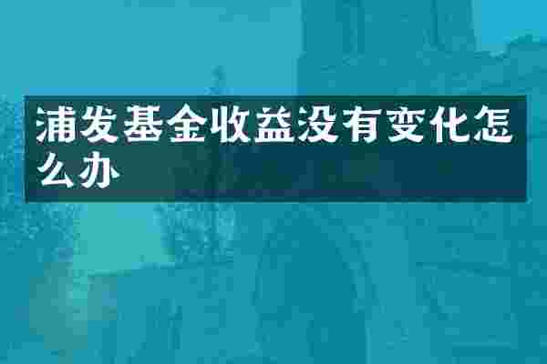 浦发基金收益没有变化怎么办