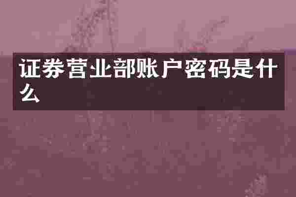 证券营业部账户密码是什么