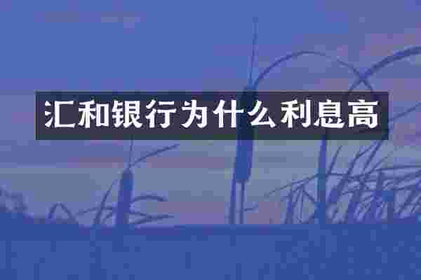 汇和银行为什么利息高