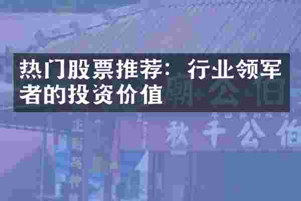 热门股票推荐：行业领军者的投资价值