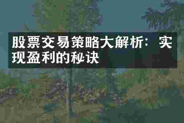 股票交易策略大解析：实现盈利的秘诀
