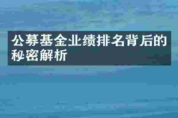 公募基金业绩排名背后的秘密解析