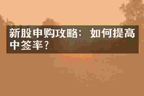 新股申购攻略：如何提高中签率？