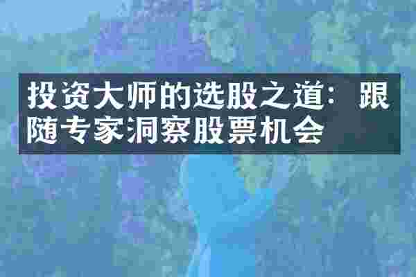 投资大师的选股之道：跟随专家洞察股票机会