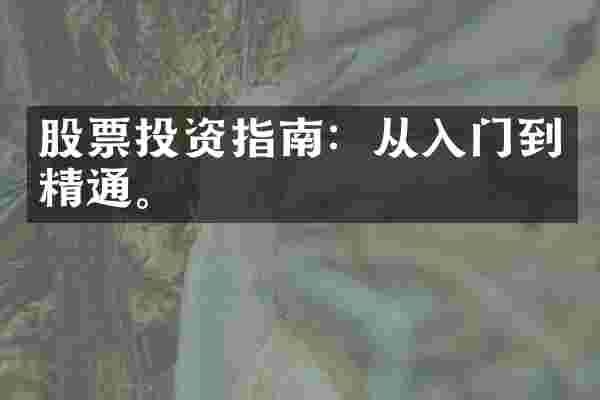 股票投资指南：从入门到精通。