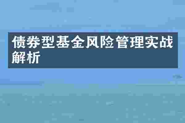 债券型基金风险管理实战解析