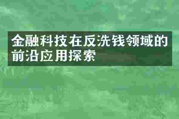 金融科技在反洗钱领域的前沿应用探索