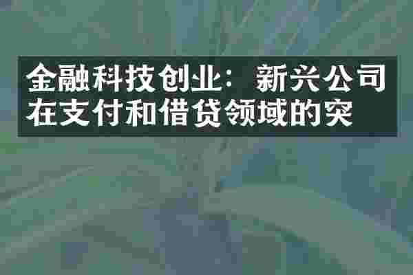 金融科技创业：新兴公司在支付和借贷领域的突破