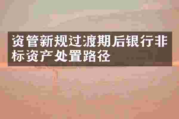 资管新规过渡期后银行非标资产处置路径