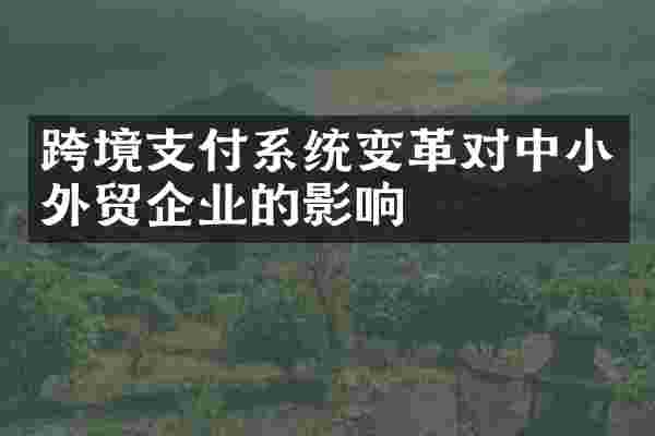 跨境支付系统变革对中小外贸企业的影响