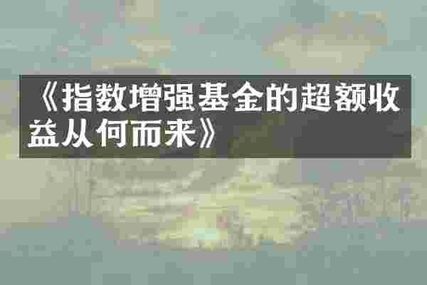 《指数增强基金的超额收益从何而来》