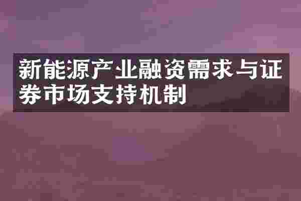 新能源产业融资需求与证券市场支持机制