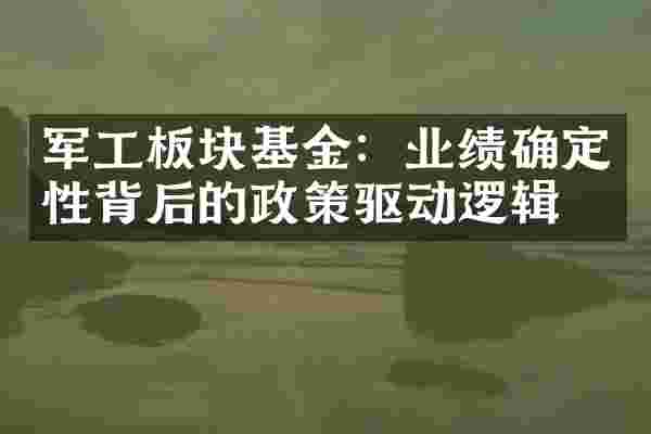 军工板块基金：业绩确定性背后的政策驱动逻辑